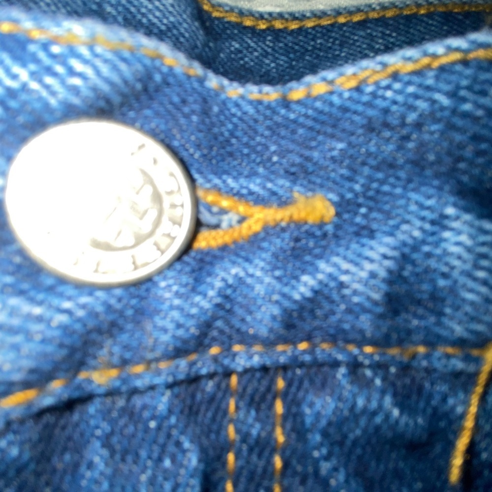 Cache vintage jeans with leather details around  pockets Size 12 excellent cond - Picture 4 of 6